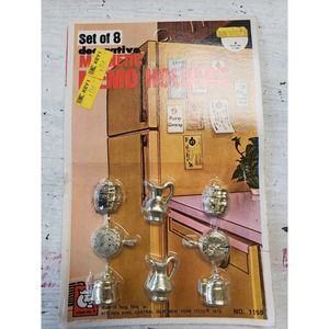 Vintage 1975 retro mini magnet set of 8 memo holders Kitchen King